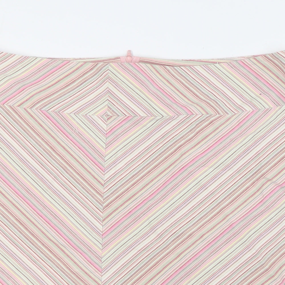 NEXT Womens Multicoloured Striped Cotton A-Line Skirt Size 16 Zip