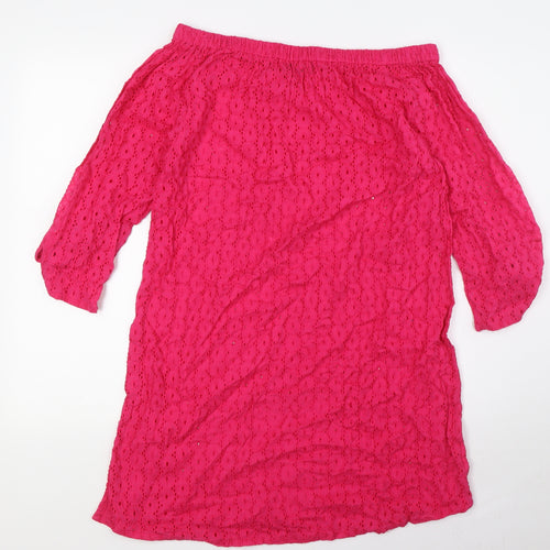 Laura Ashley Womens Pink Polyester A-Line Size S Off the Shoulder - Beach Wear