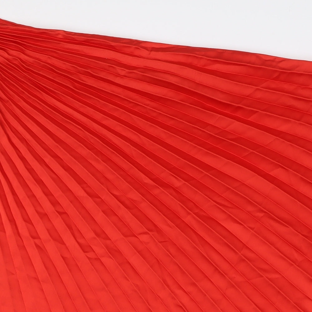 Marks and Spencer Womens Red Polyester A-Line Skirt Size 20 Zip - Pleated