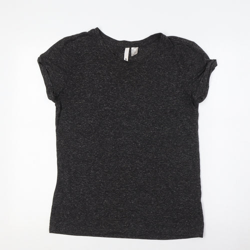 Divided by H&M Mens Grey Polyester T-Shirt Size S Round Neck - Flecked