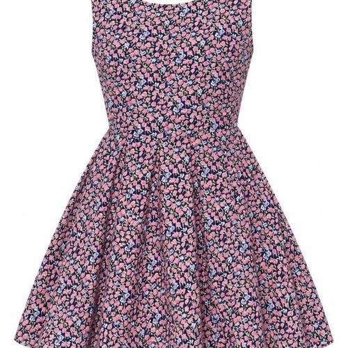 Mela Loves London Womens Multicoloured Floral Polyester A-Line Size 8 Scoop Neck Zip - Bow Back Detail