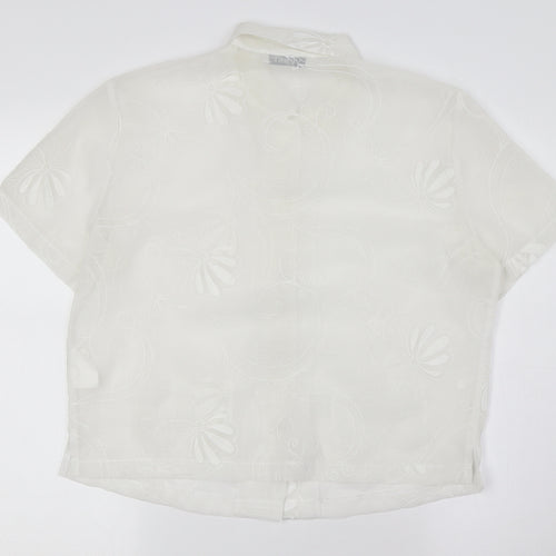 Verse Womens Ivory Polyester Basic Button-Up Size 12 Collared - Sheer, Pockets