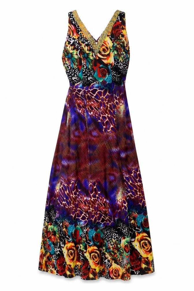 F&Girl Womens Multicoloured Polyester A-Line Size L V-Neck - Size L-XL, Low Back