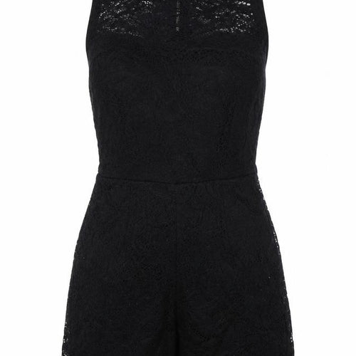 Unika Womens Black Polyester Playsuit One-Piece Size S L3 in Zip - Lace Overlay