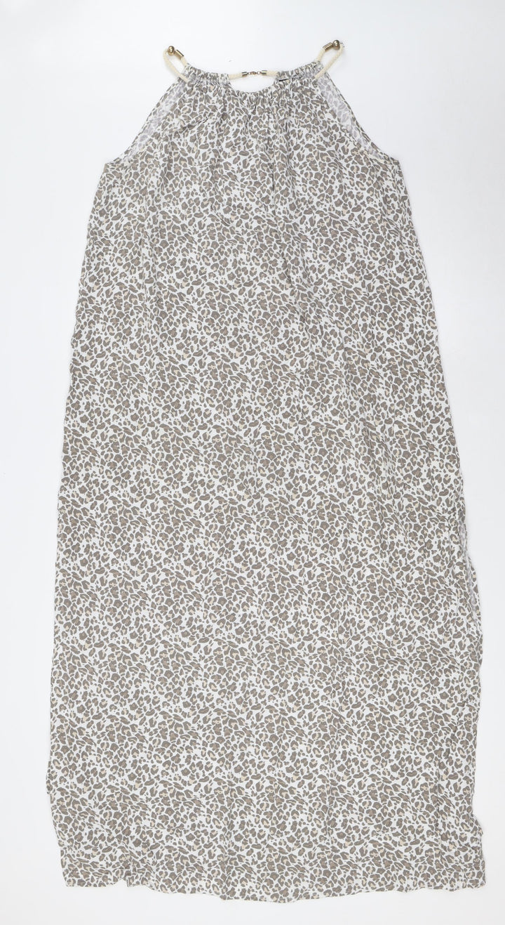 BiBA Womens White Animal Print Viscose A-Line Size S Halter