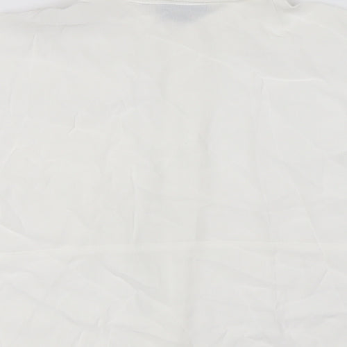 Topshop Womens White Polyester Basic Button-Up Size 8 Collared - Pocket