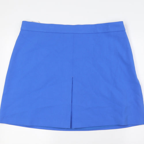 Marks and Spencer Womens Blue Polyester A-Line Skirt Size 20 Zip