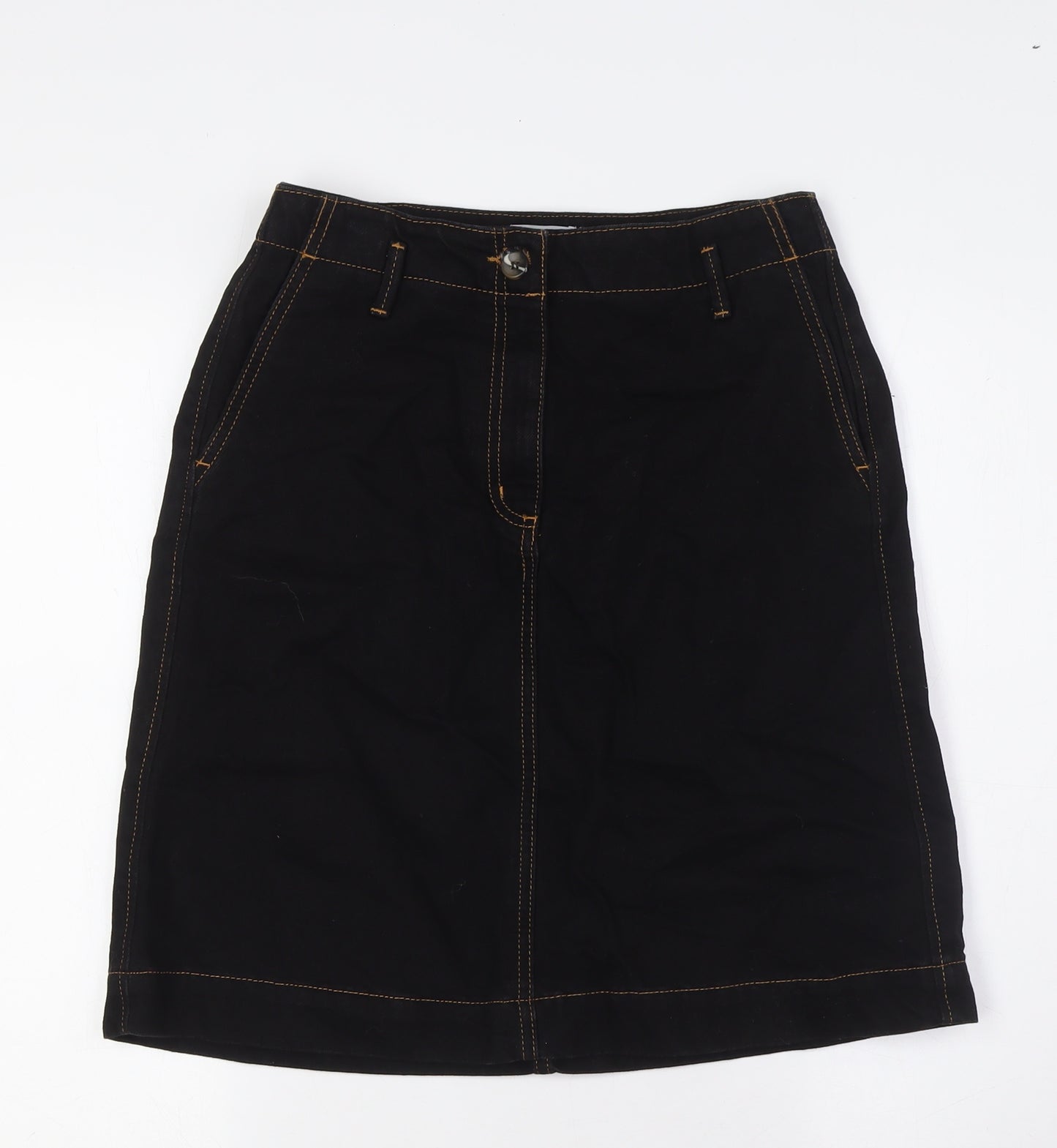 Jigsaw Womens Black Cotton A-Line Skirt Size 8 Zip