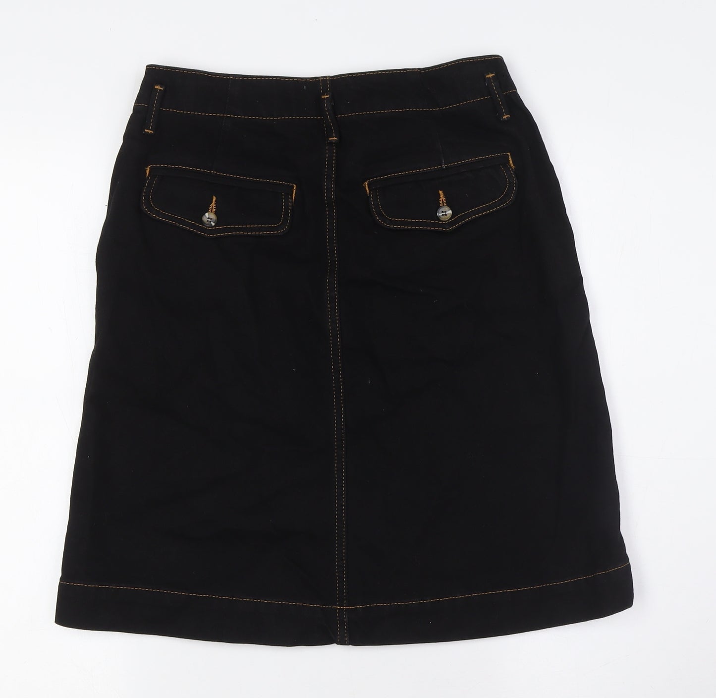 Jigsaw Womens Black Cotton A-Line Skirt Size 8 Zip
