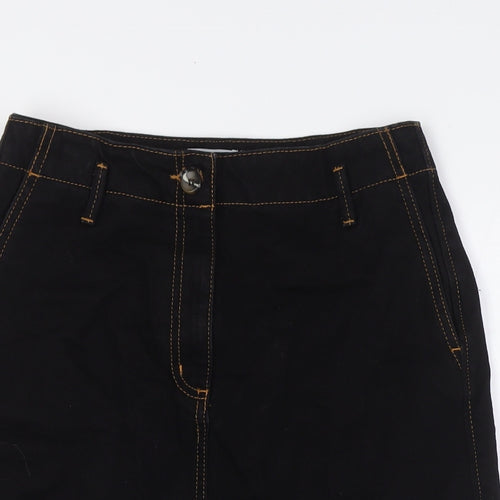 Jigsaw Womens Black Cotton A-Line Skirt Size 8 Zip