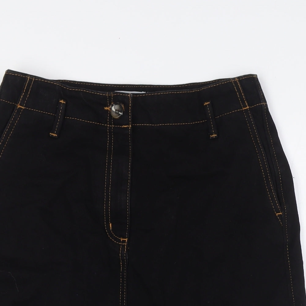 Jigsaw Womens Black Cotton A-Line Skirt Size 8 Zip