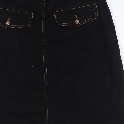 Jigsaw Womens Black Cotton A-Line Skirt Size 8 Zip