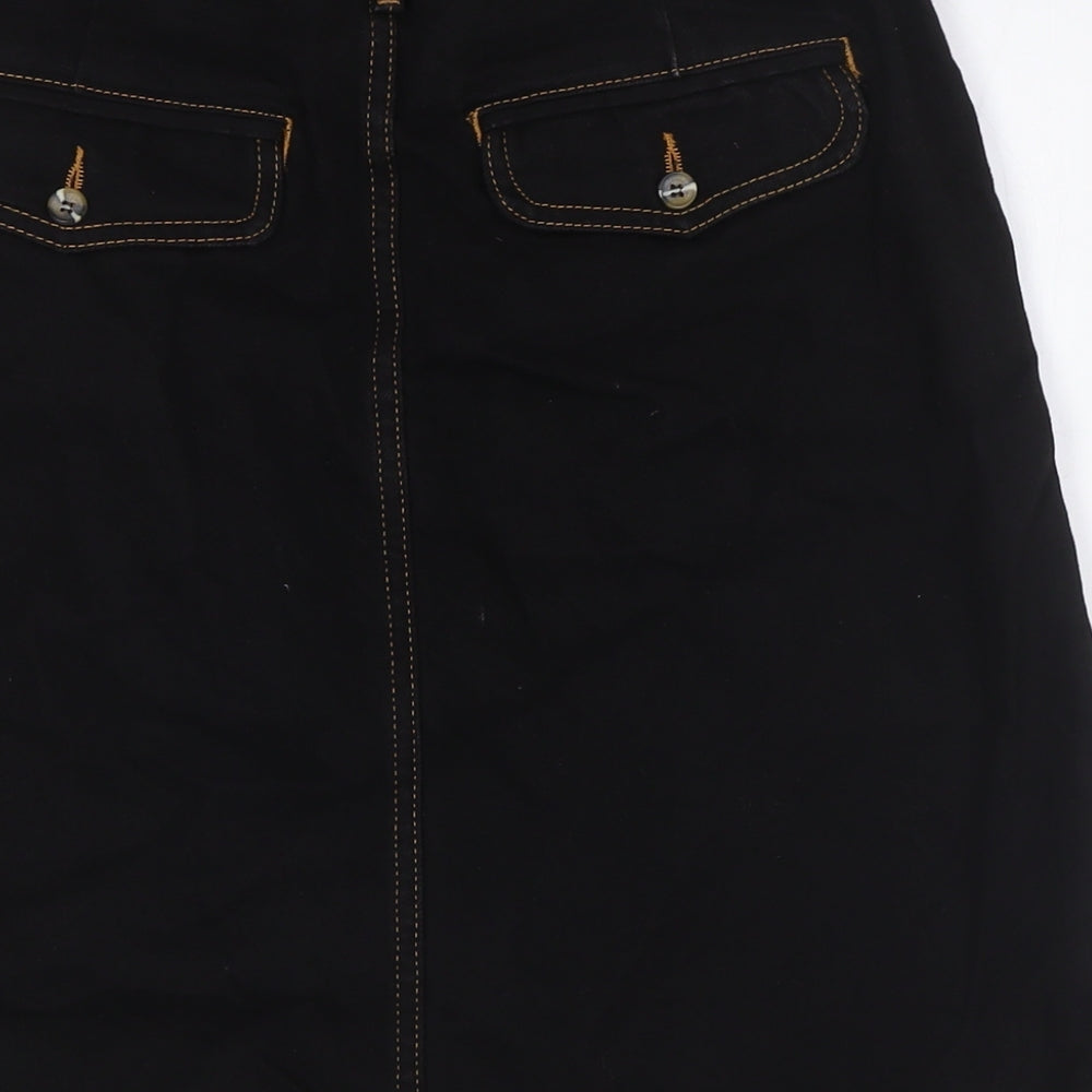 Jigsaw Womens Black Cotton A-Line Skirt Size 8 Zip