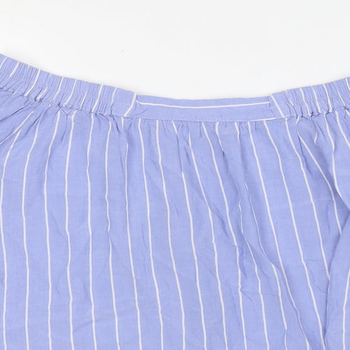 Saint Tropez Womens Blue Striped Viscose Basic Button-Up Size M Off the Shoulder