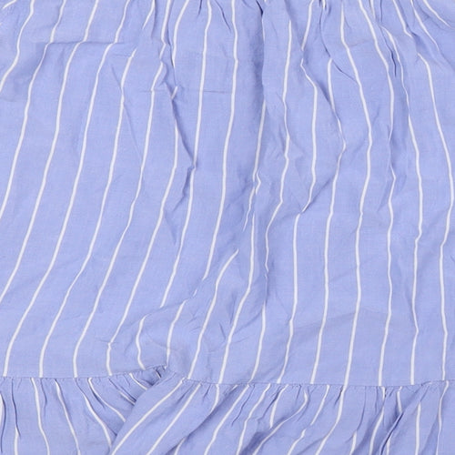 Saint Tropez Womens Blue Striped Viscose Basic Button-Up Size M Off the Shoulder