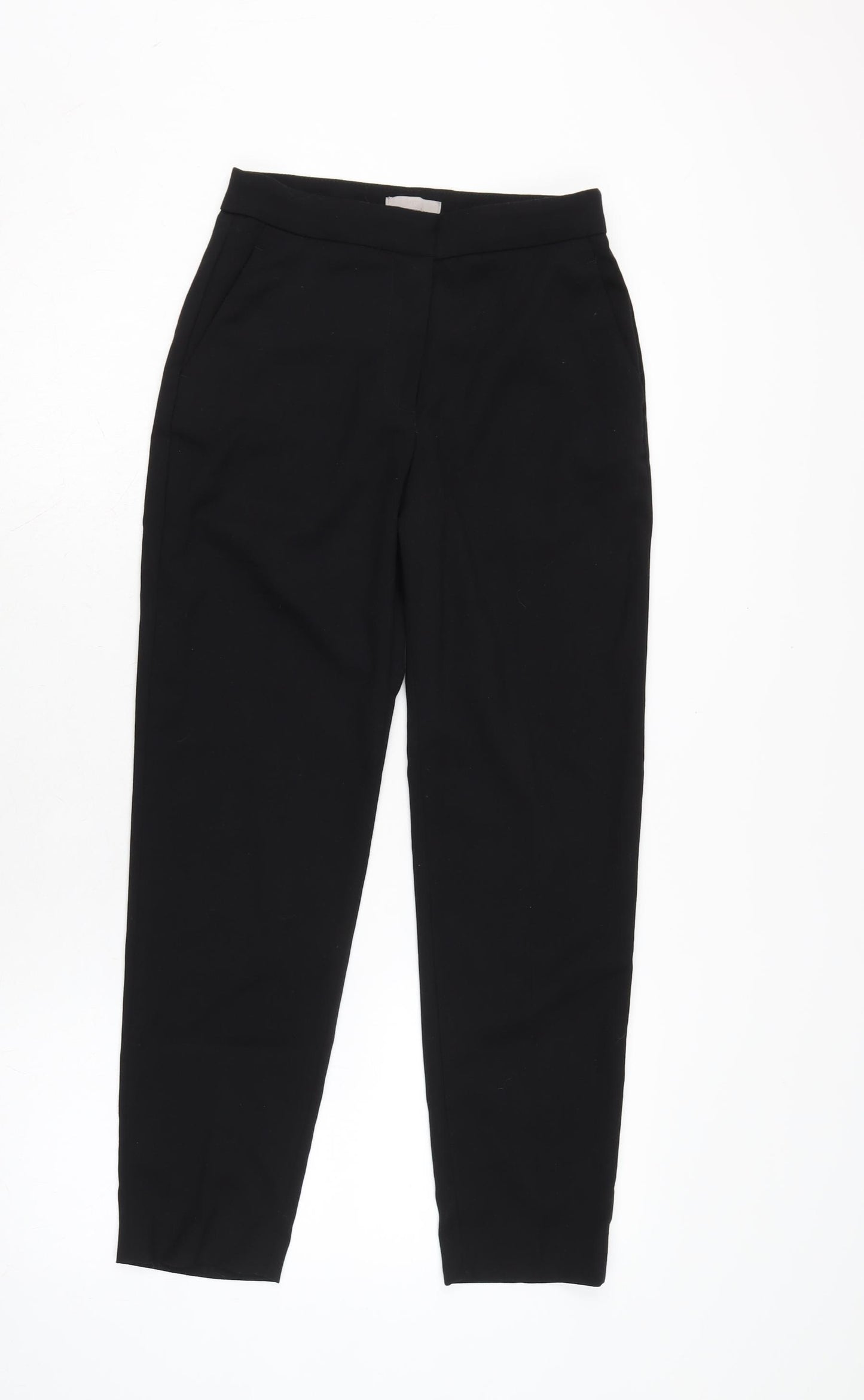 H&M Womens Black Cotton Trousers Size 6 L25 in Regular Zip