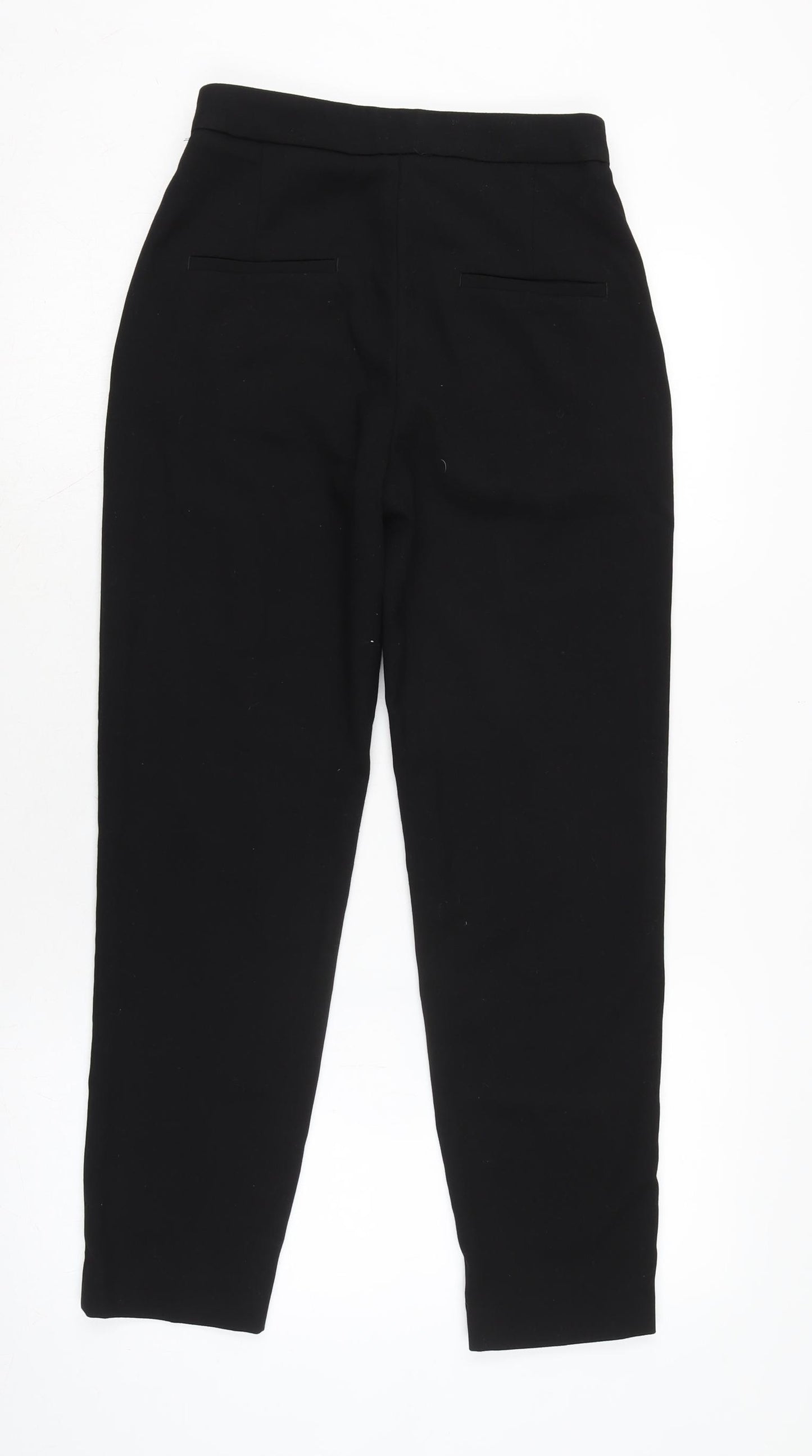 H&M Womens Black Cotton Trousers Size 6 L25 in Regular Zip