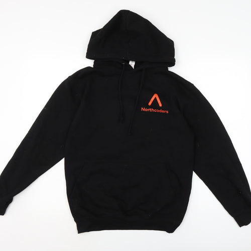 JustHoods Mens Black Cotton Pullover Hoodie Size S