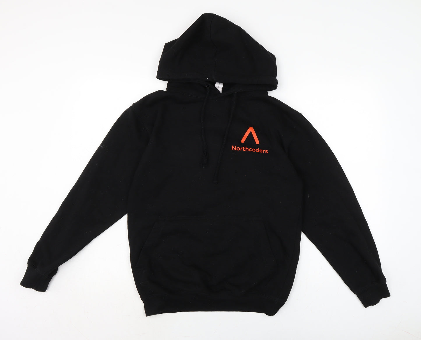 JustHoods Mens Black Cotton Pullover Hoodie Size S