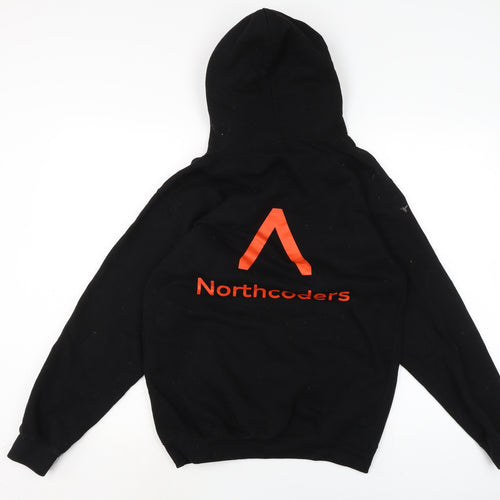 JustHoods Mens Black Cotton Pullover Hoodie Size S