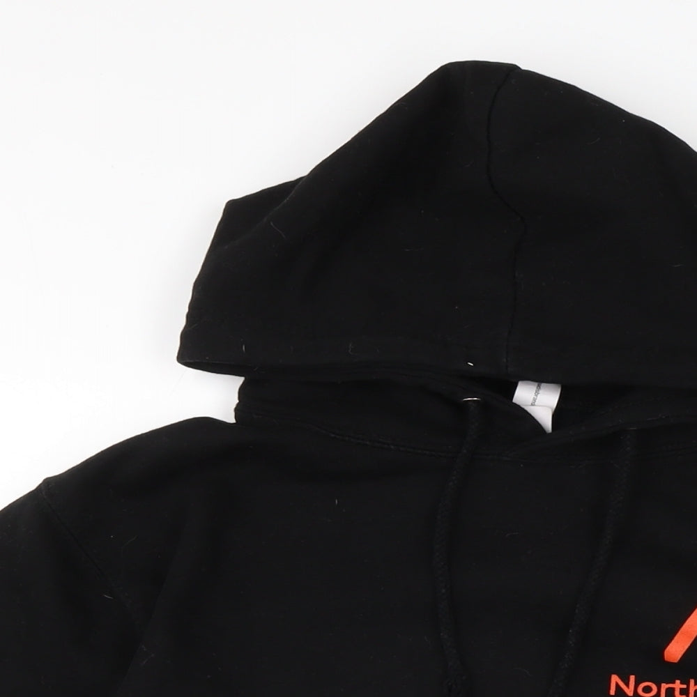 JustHoods Mens Black Cotton Pullover Hoodie Size S