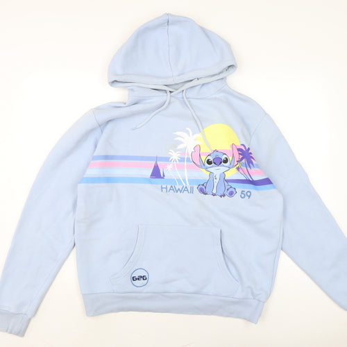 Disney Womens Blue Cotton Pullover Hoodie Size M