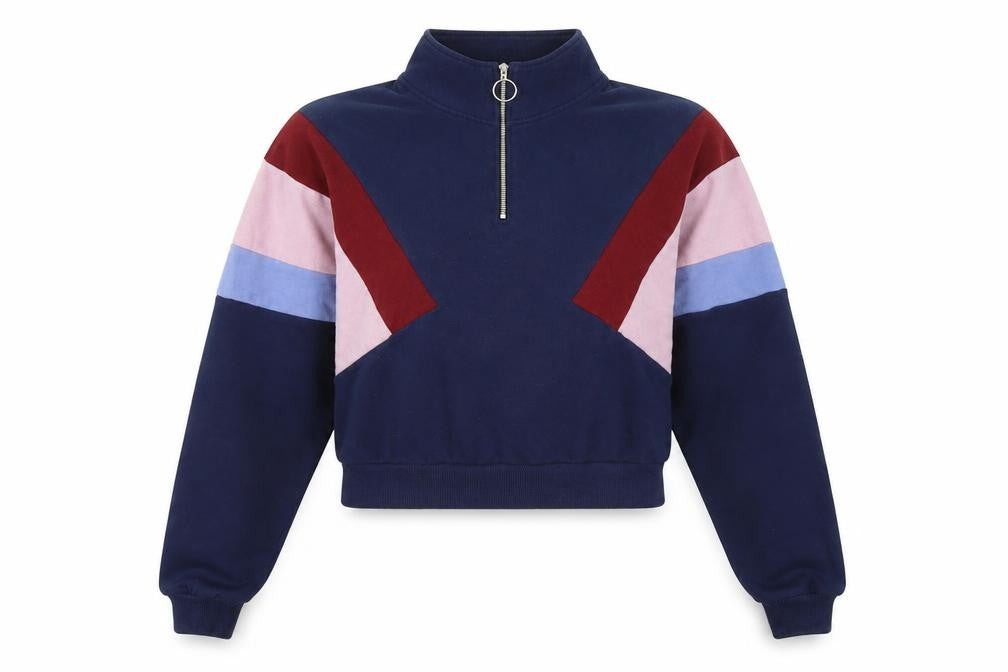 Front view of Divided women’s blue cotton pullover sweatshirt, size XS