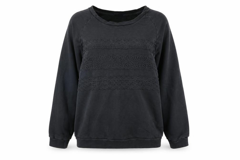 Front view of Gap women’s grey cotton pullover sweatshirt, size L