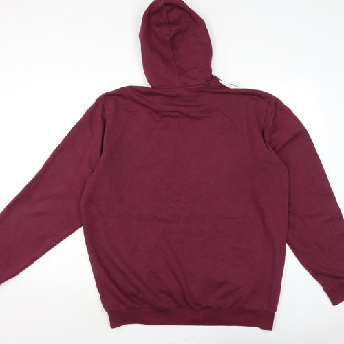 adidas Mens Purple Cotton Pullover Hoodie Size L