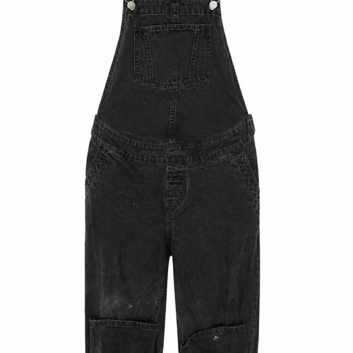 ASOS Womens Grey Cotton Dungaree One-Piece Size 10 L30 in Snap
