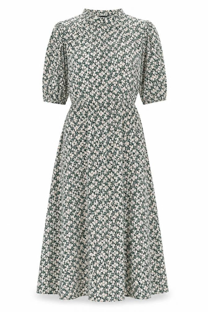 Front view of Axis women’s multicoloured floral polyester a-line, size UK 10, crew neck zip