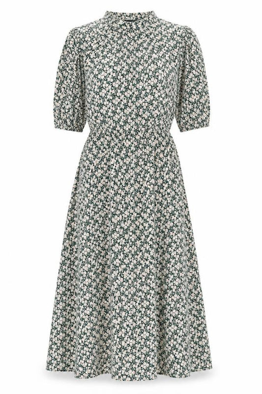 Front view of Axis women’s multicoloured floral polyester a-line, size UK 10, crew neck zip