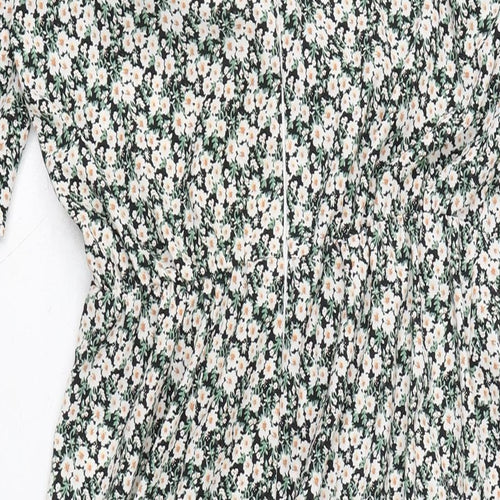 Axis Womens Multicoloured Floral Polyester A-Line Size 10 Crew Neck Zip