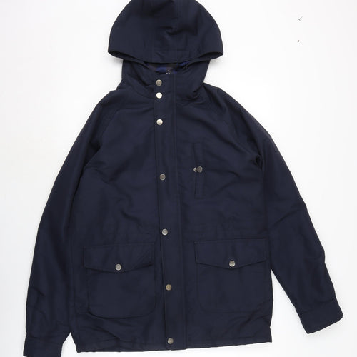 Topman Mens Blue Anorak Coat Size XS Zip