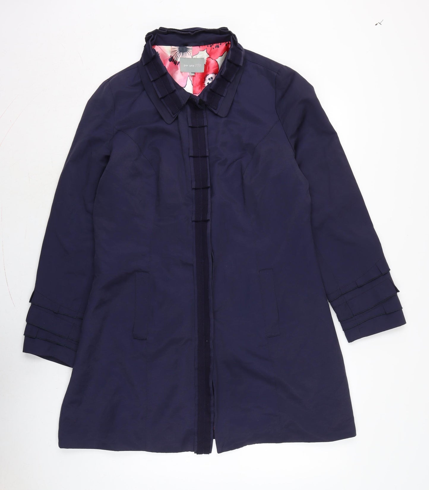 Per Una Womens Blue Overcoat Coat Size 16 Button
