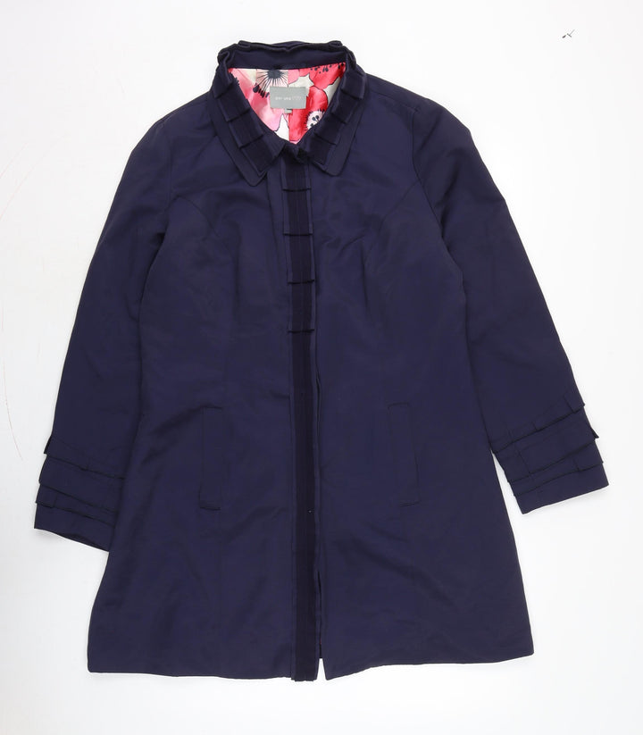 Per Una Womens Blue Overcoat Coat Size 16 Button