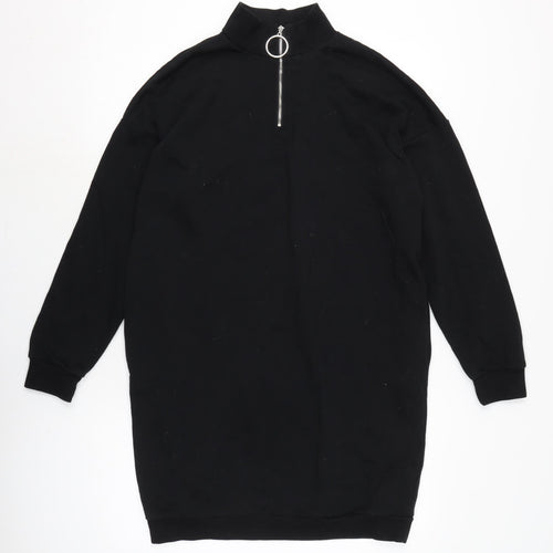 FB Sisters Womens Black Cotton Jumper Dress Size S Mock Neck