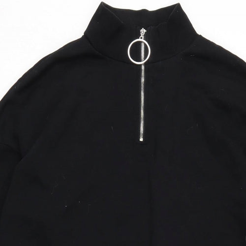 FB Sisters Womens Black Cotton Jumper Dress Size S Mock Neck