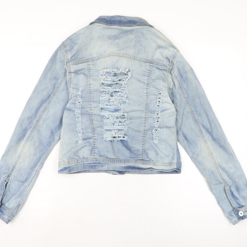Denim Club Womens Blue Biker Jacket Size 12 Button