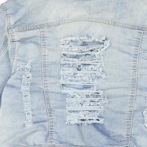 Denim Club Womens Blue Biker Jacket Size 12 Button