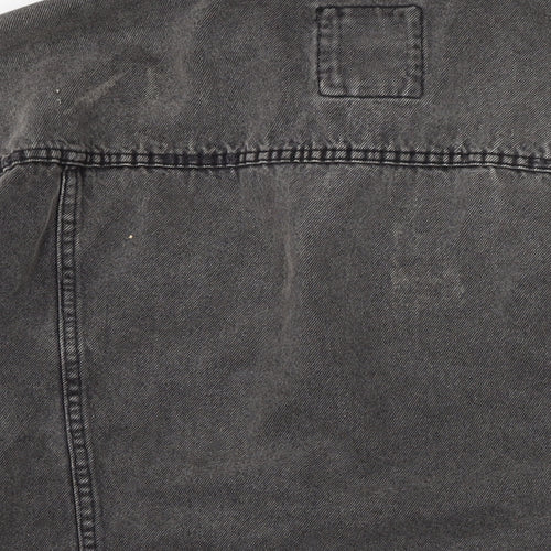 New Look Mens Grey Biker Coatigan Size M Button - Distressed
