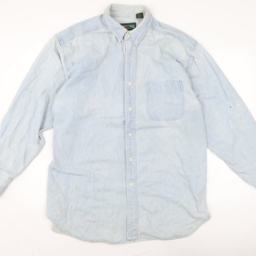 American Eagle Mens Blue Cotton Button-Up Size L Collared Button