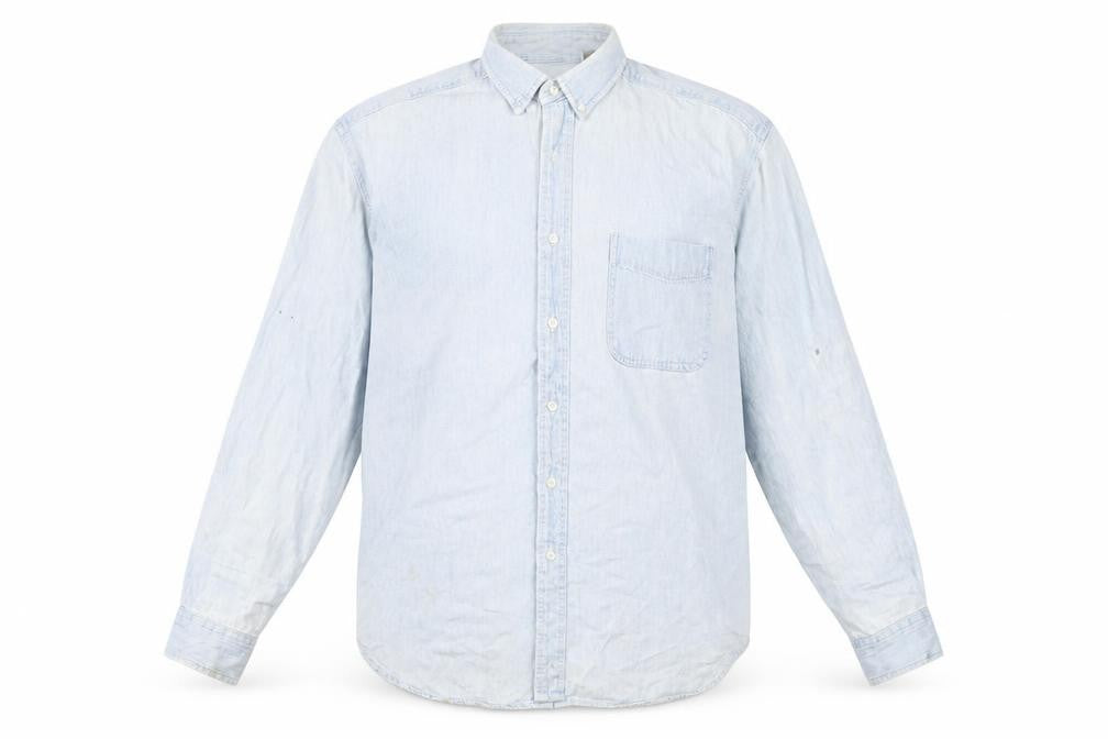 American Eagle Mens Blue Cotton Button-Up Size L Collared Button