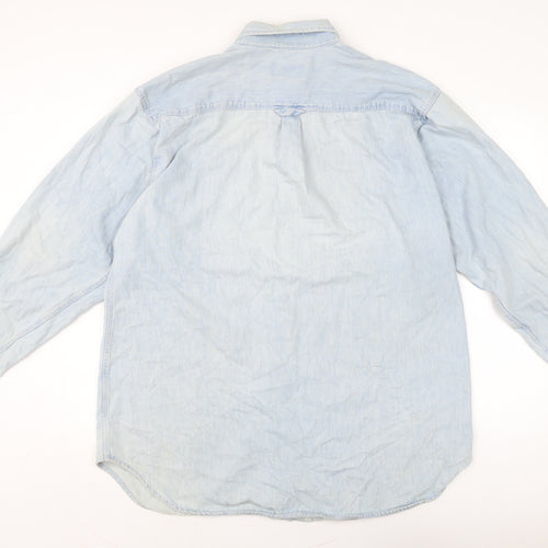 American Eagle Mens Blue Cotton Button-Up Size L Collared Button