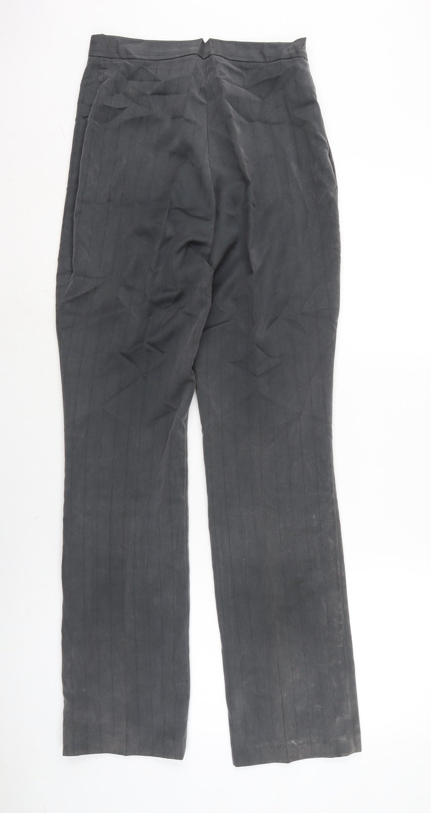 Unit 7 Womens Grey Polyester Trousers Size 12 L30 in Regular Zip