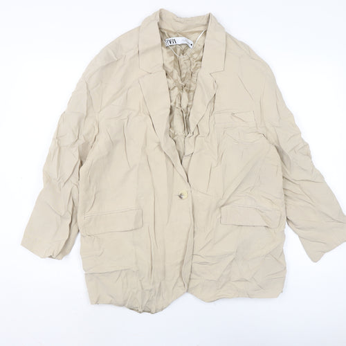 Zara Womens Beige Jacket Size L Button