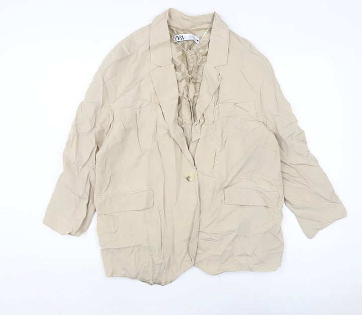 Zara Womens Beige Jacket Size L Button