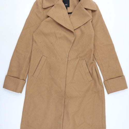 River Island Womens Brown Overcoat Coat Size 12 Snap