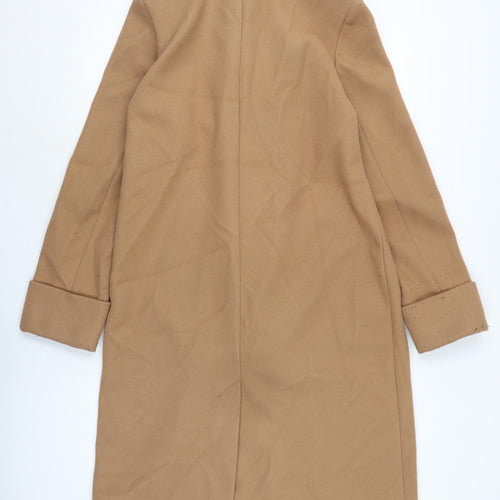 River Island Womens Brown Overcoat Coat Size 12 Snap