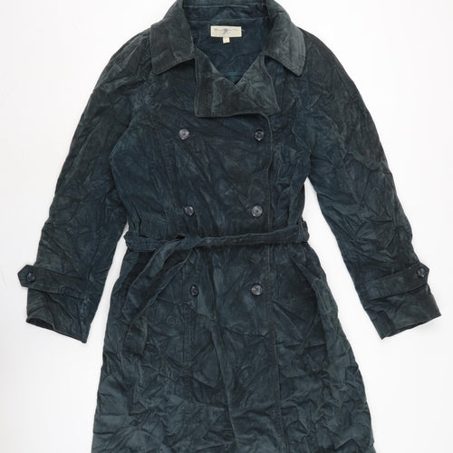 BLUNAUTA Womens Blue Trench Coat Coat Size L Button